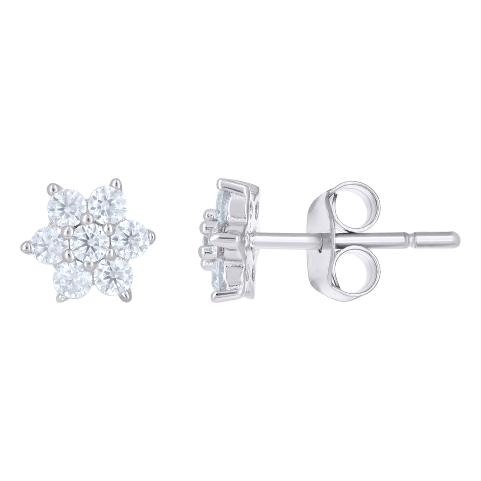 925 Sterling Silver Womens 0.50ct Moissanite Flower Stud Earrings
