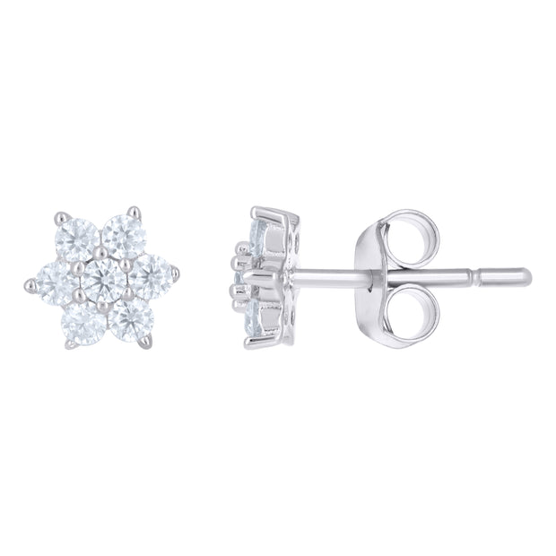925 Sterling Silver Womens 0.50ct Moissanite Flower Stud Earrings