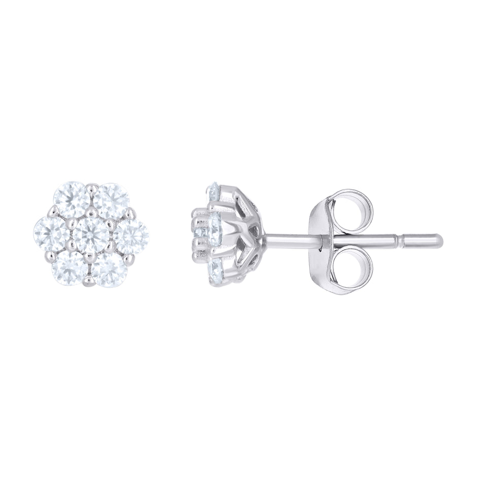 925 Sterling Silver Womens 0.50ct Moissanite Flower Stud Earrings