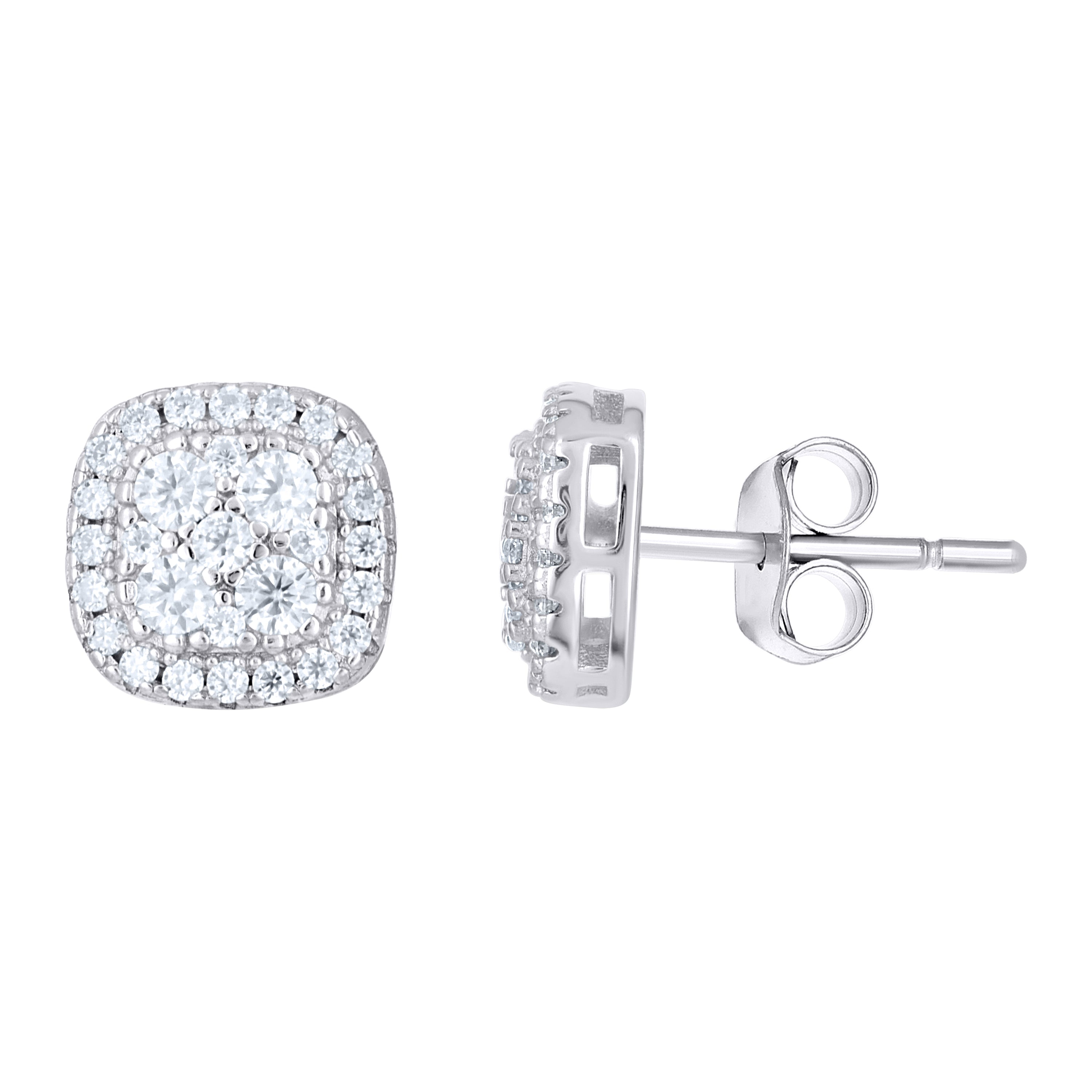 925 Sterling Silver Unisex 0.57ct Moissanite Square Stud Earrings