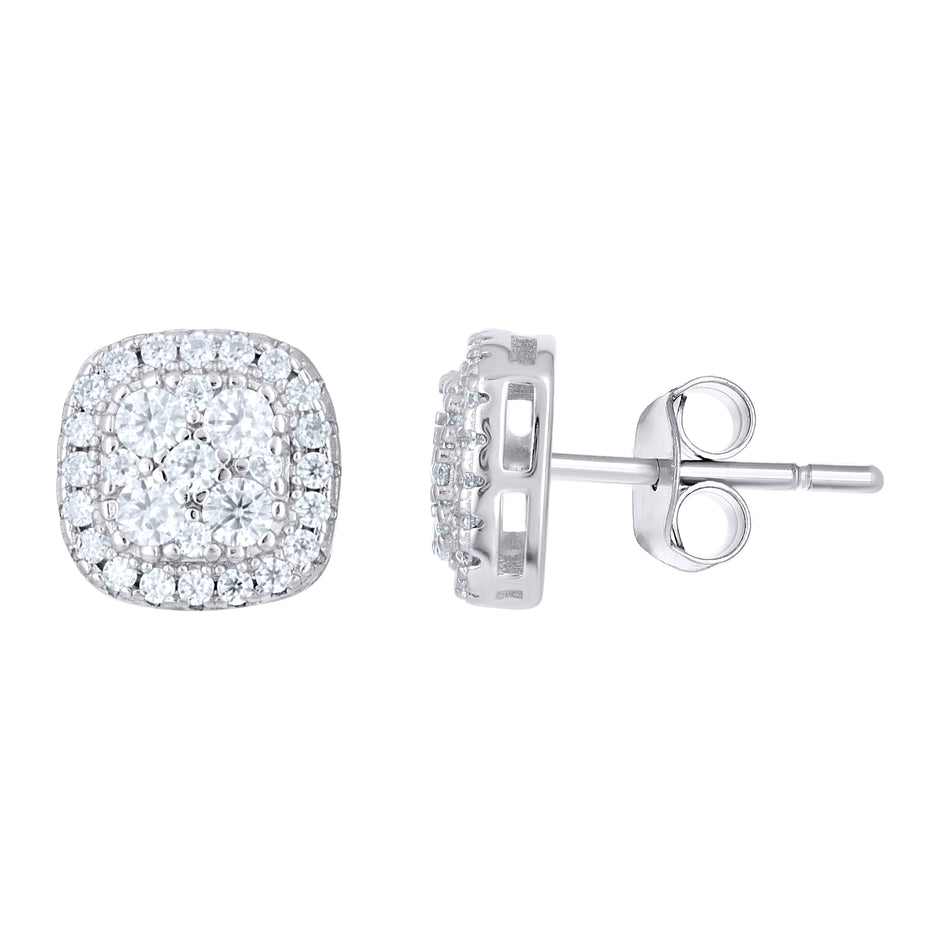 925 Sterling Silver Unisex 0.57ct Moissanite Square Stud Earrings