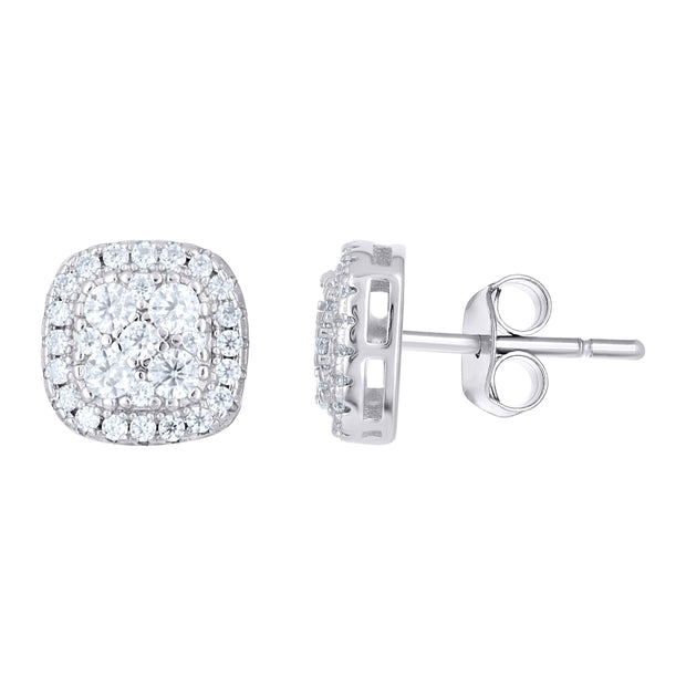 925 Sterling Silver Unisex 0.57ct Moissanite Square Stud Earrings