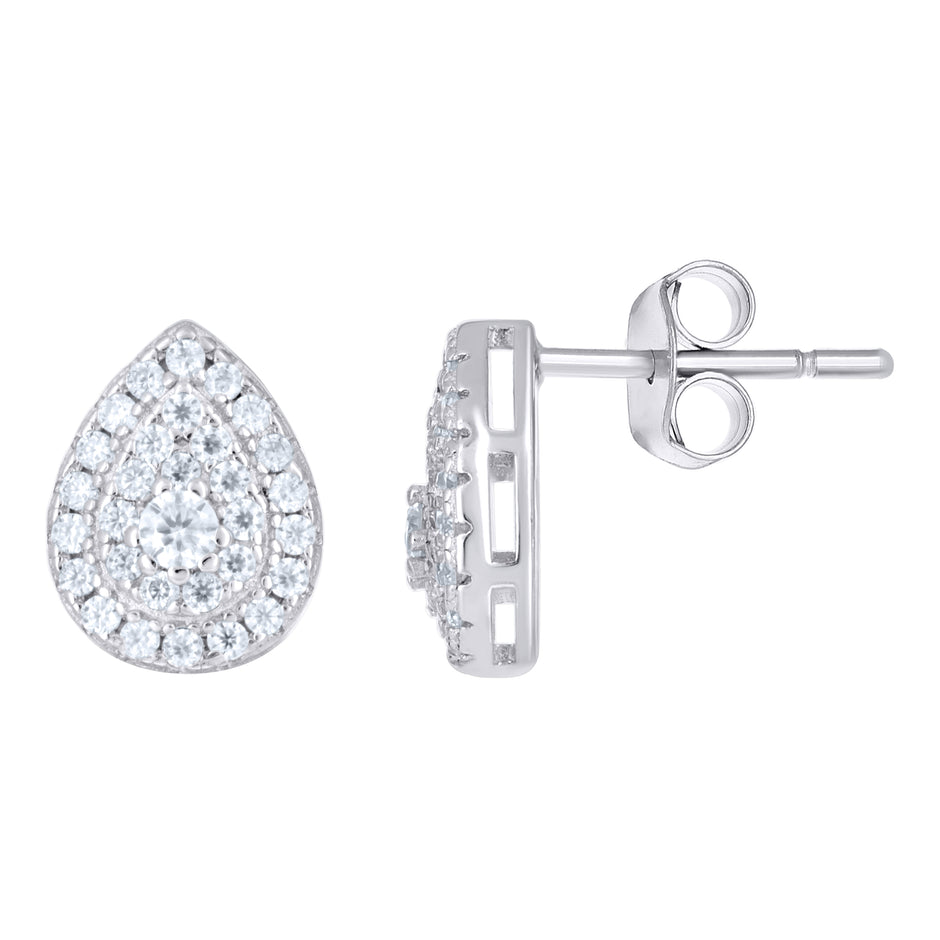 925 Sterling Silver Womens 0.41ct Moissanite Teardrop Stud Earrings