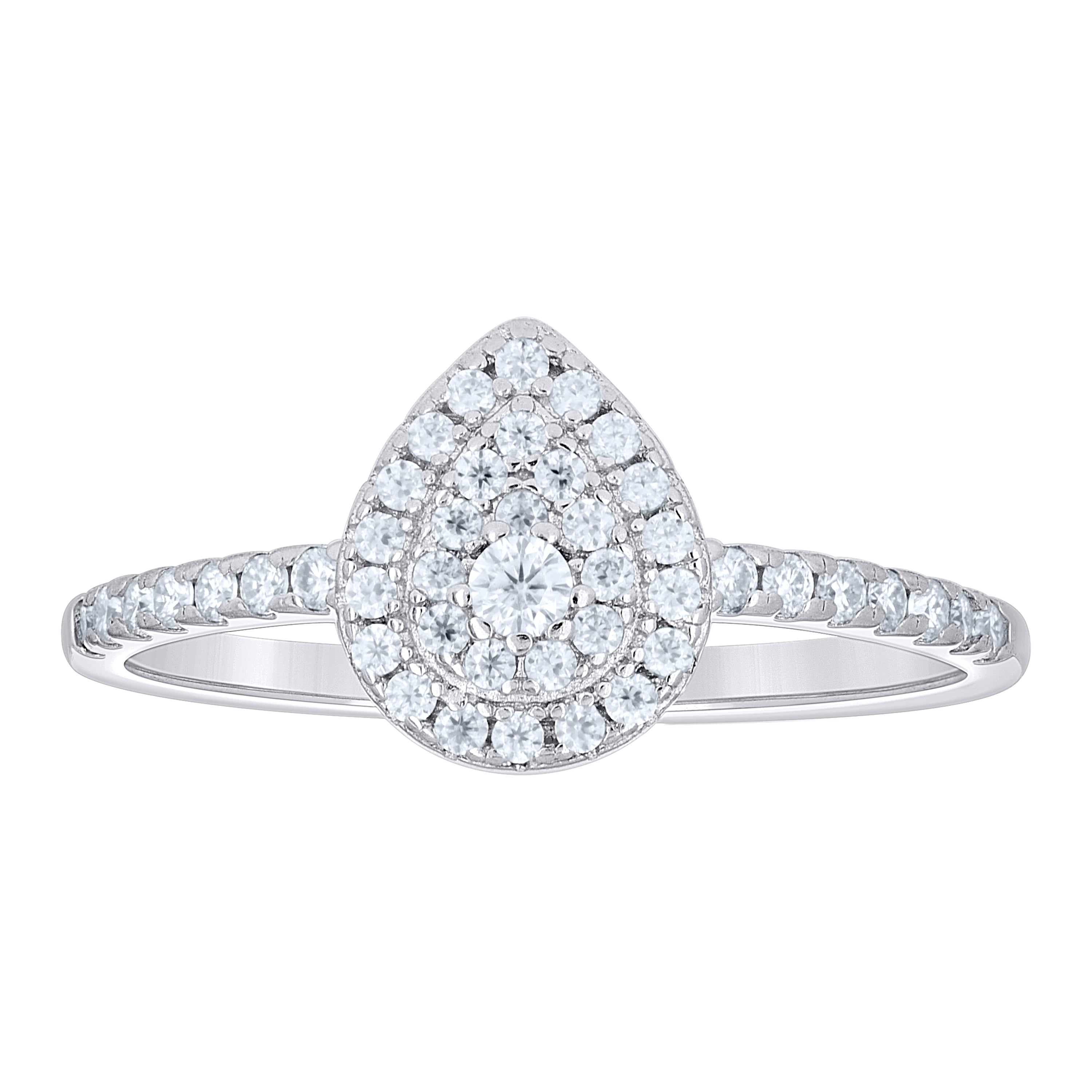 925 Sterling Silver Womens Round 0.38ct Moissanite Engagement Ring Size 9 - SLV-145183