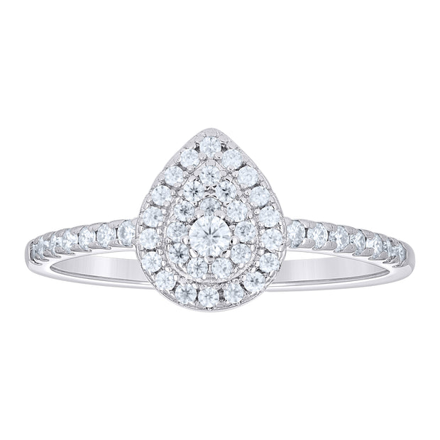 925 Sterling Silver Womens Round 0.38ct Moissanite Engagement Ring Size 7 - SLV-145181