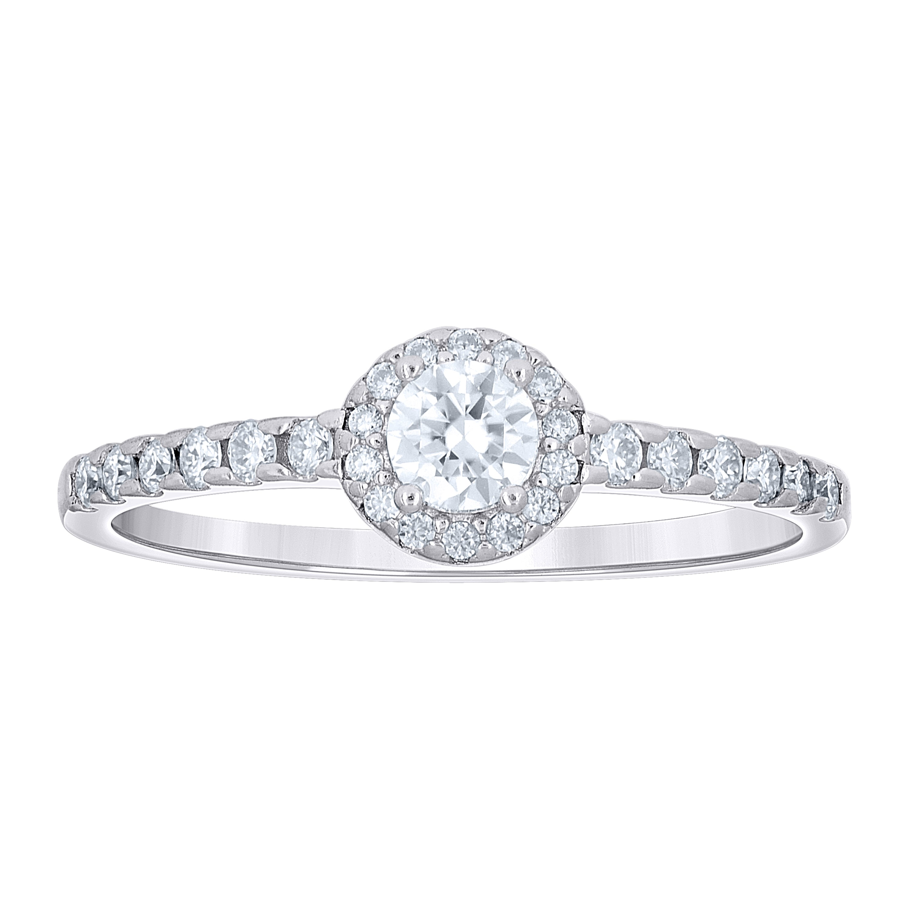 925 Sterling Silver Womens Round 0.59ct Moissanite Heart Engagement Ring Size 8 - SLV-145191