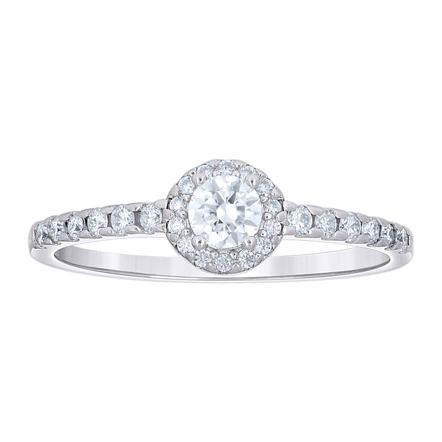 925 Sterling Silver Womens Round 0.59ct Moissanite Heart Engagement Ring Size 7 - SLV-145190