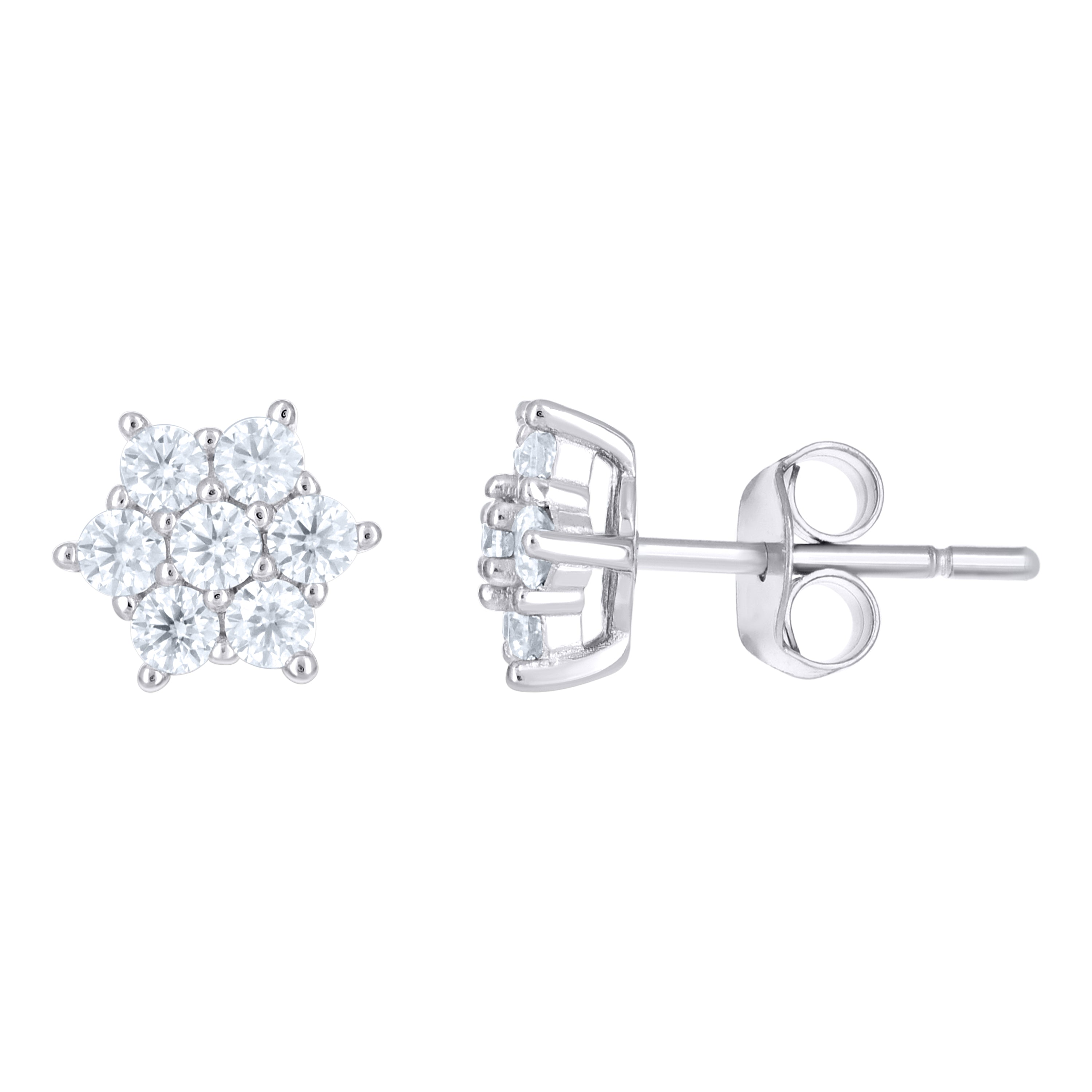 925 Sterling Silver Womens 0.75ct Moissanite Flower Stud Earrings