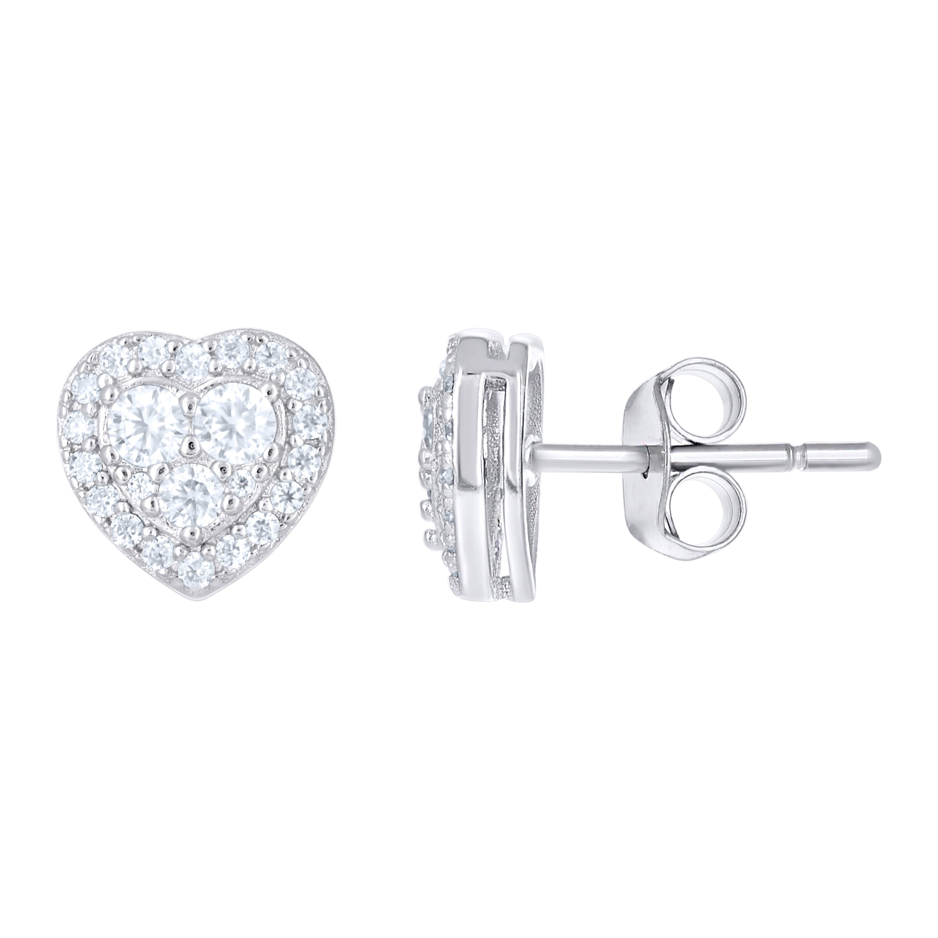 925 Sterling Silver Womens 0.55ct Moissanite Heart Stud Earrings