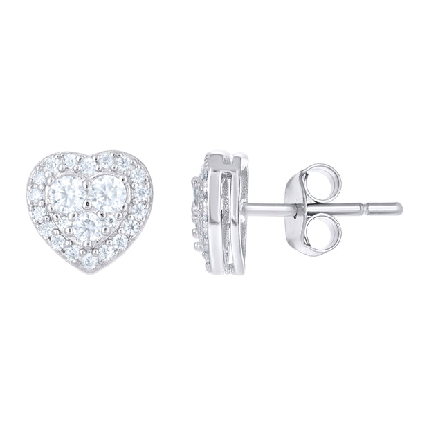 925 Sterling Silver Womens 0.55ct Moissanite Heart Stud Earrings
