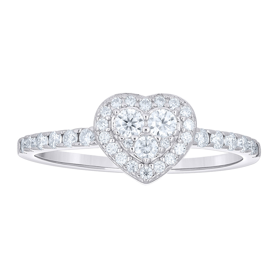 925 Sterling Silver Womens Round 0.49ct Moissanite Teardrop Engagement Ring Size 5
