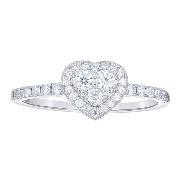 925 Sterling Silver Womens Round 0.49ct Moissanite Teardrop Engagement Ring Size 5