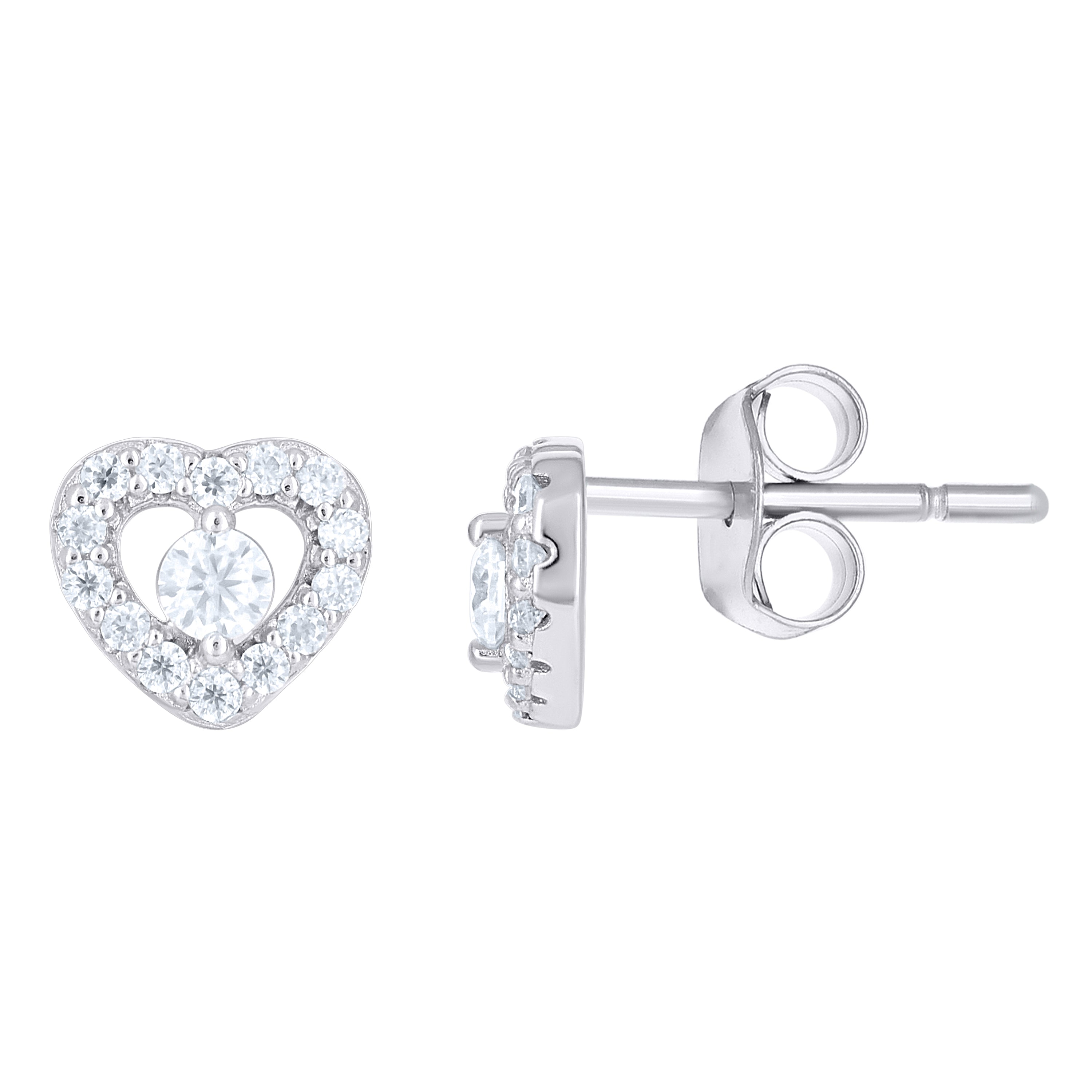 925 Sterling Silver Womens 0.31ct Moissanite Heart Stud Earrings