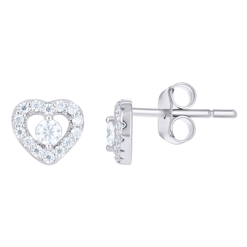925 Sterling Silver Womens 0.31ct Moissanite Heart Stud Earrings