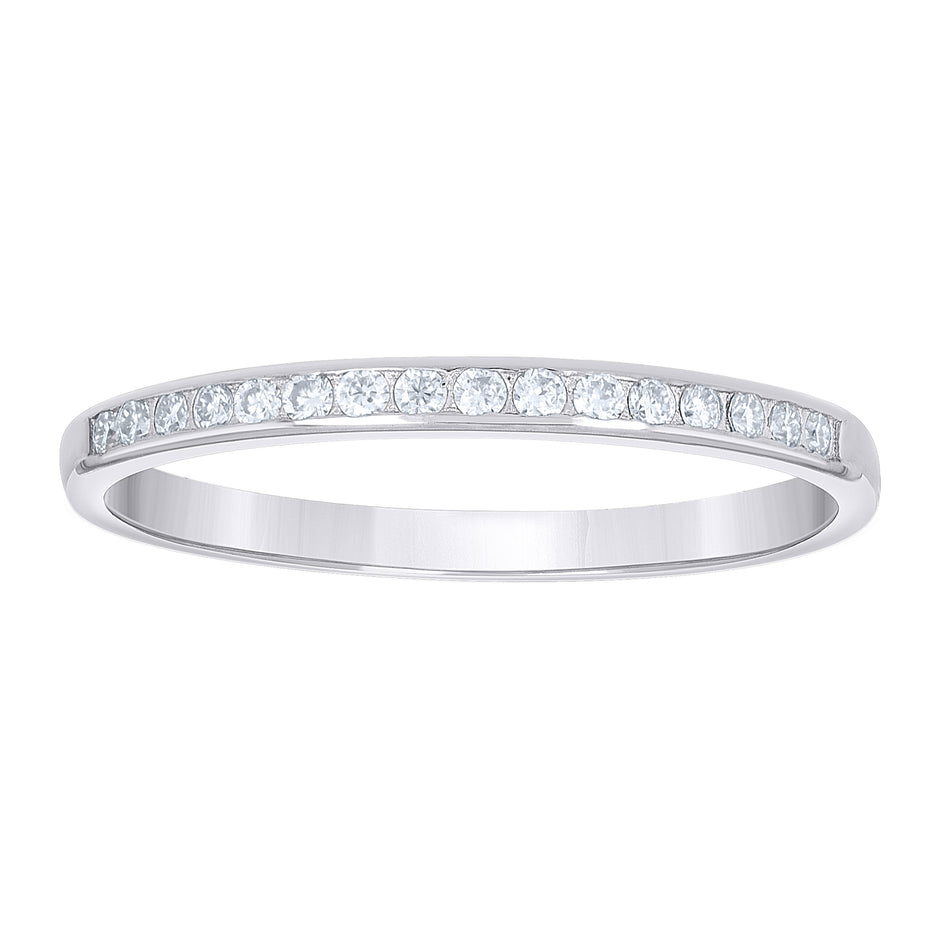 925 Sterling Silver Womens Round 0.25ct Moissanite Eternity Band Ring Size 8 - SLV-145213