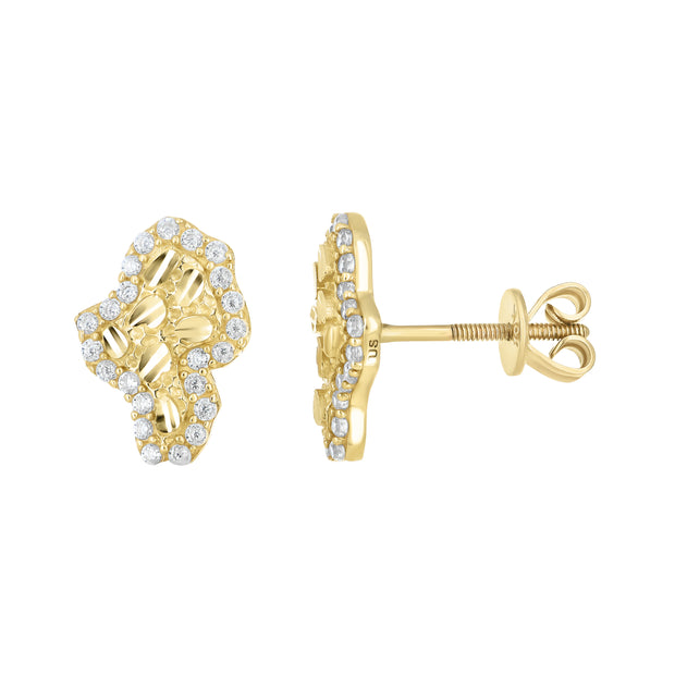 10K Gold Cz Nugget Earrings