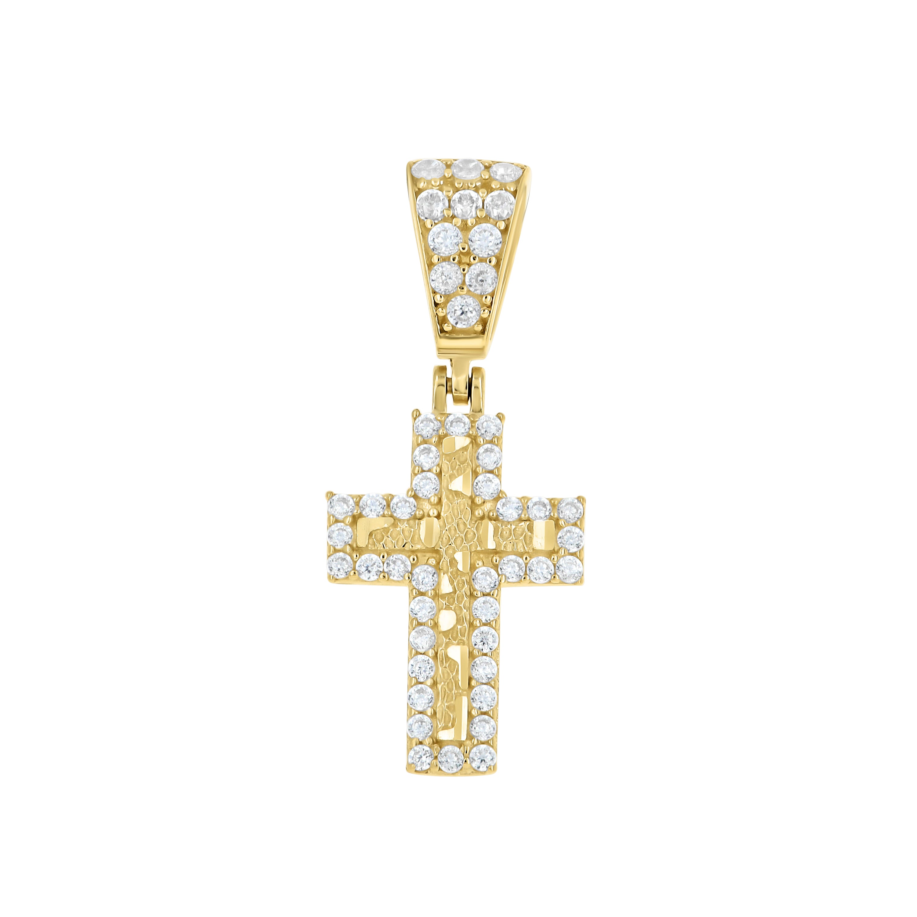 10K Gold Cz Nugget Pendant