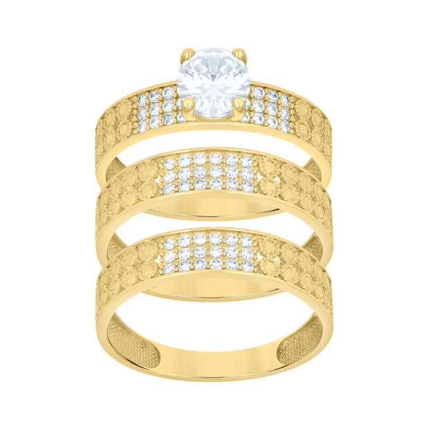 10Kt Gold Trio Cz Ring