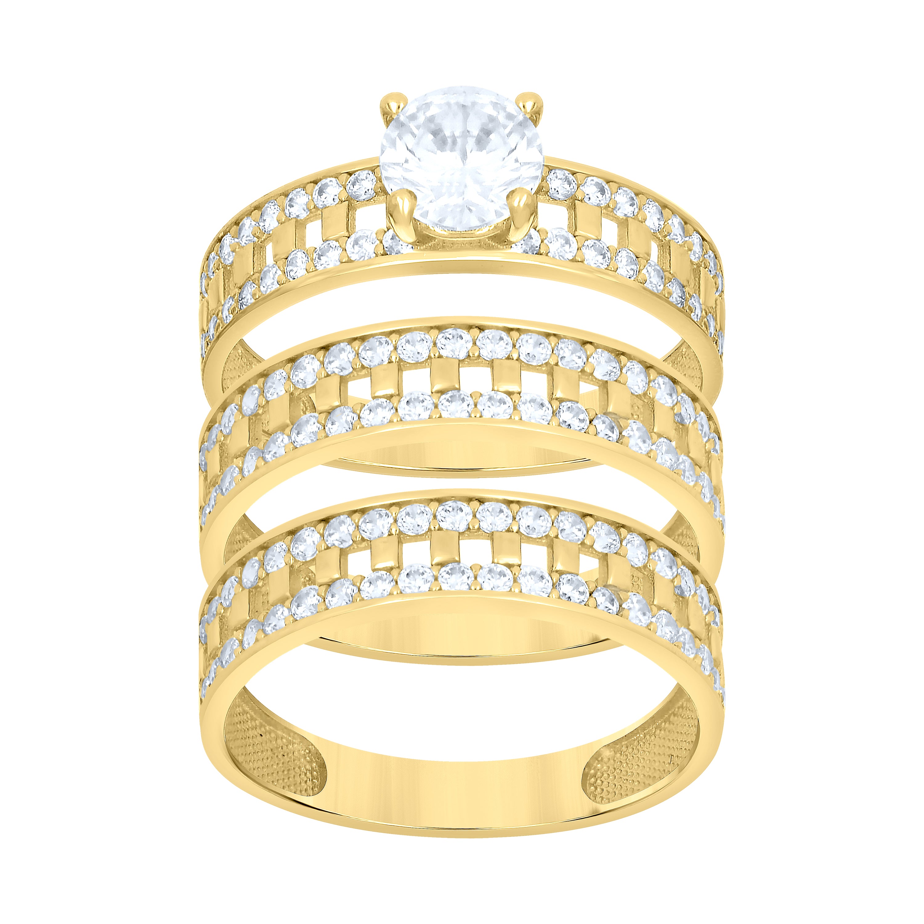 10Kt Gold Trio Cz Ring