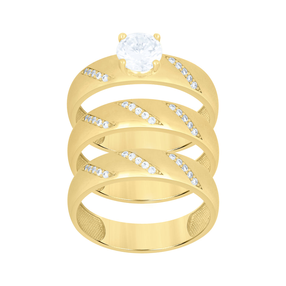 10Kt Gold Trio Cz Ring