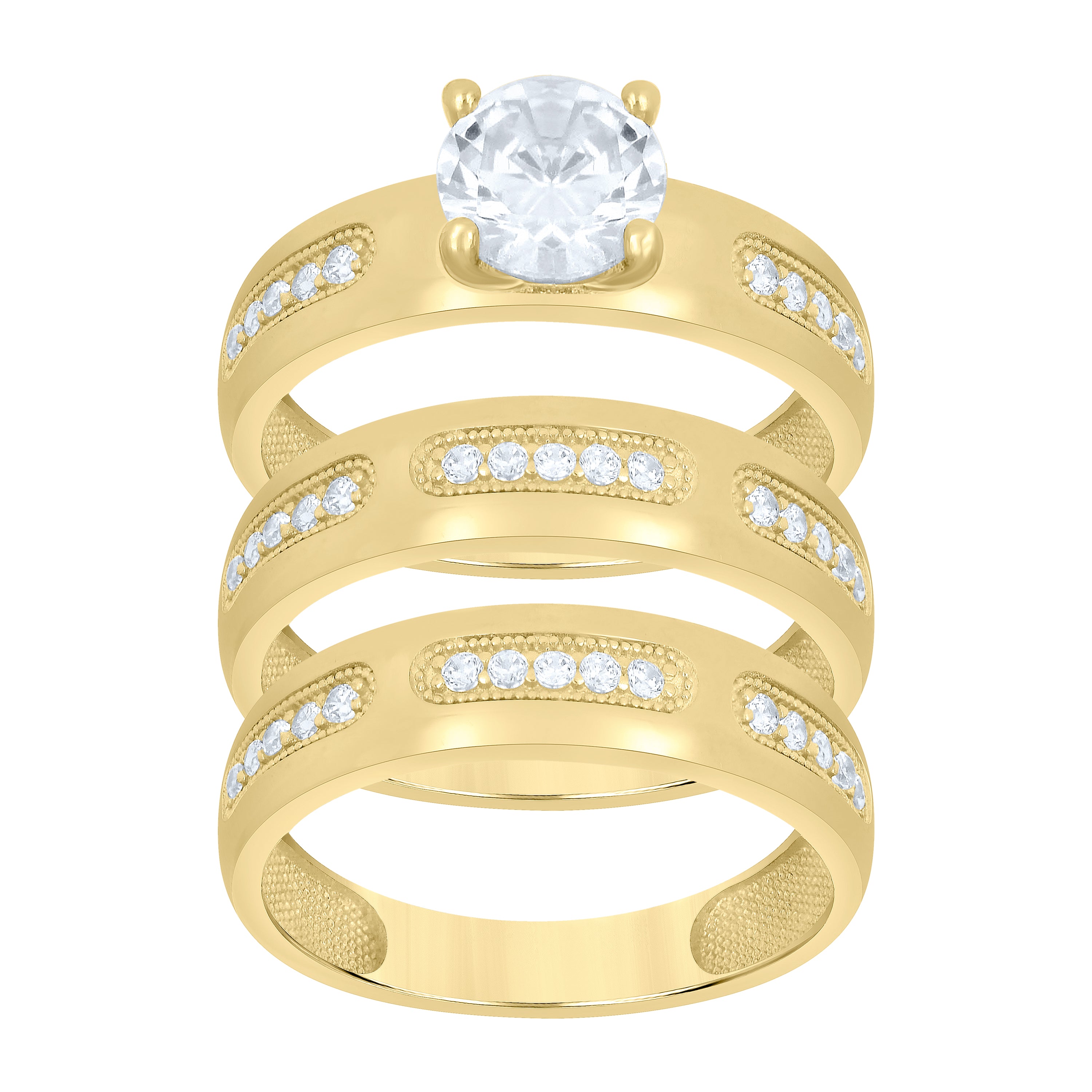 10Kt Gold Trio Cz Ring