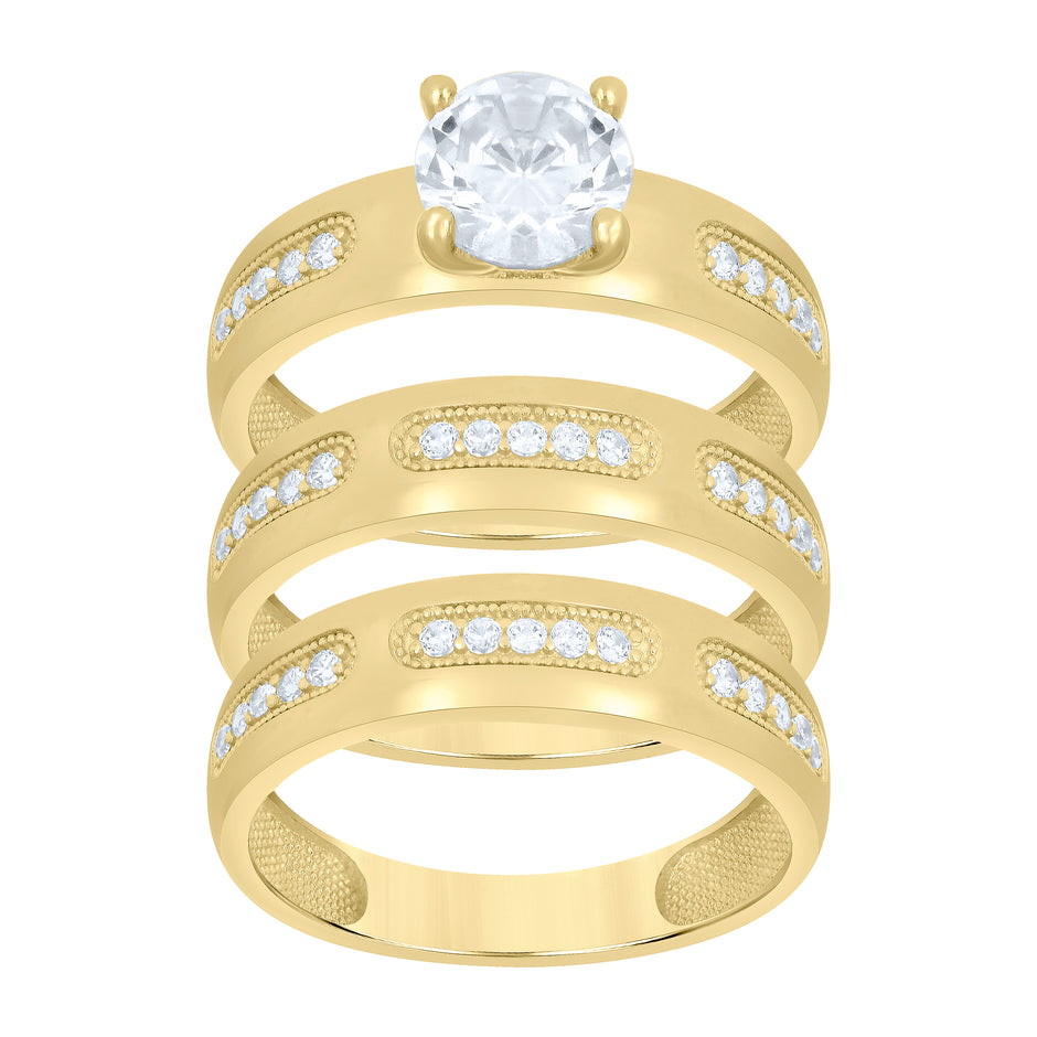 10Kt Gold Trio Cz Ring