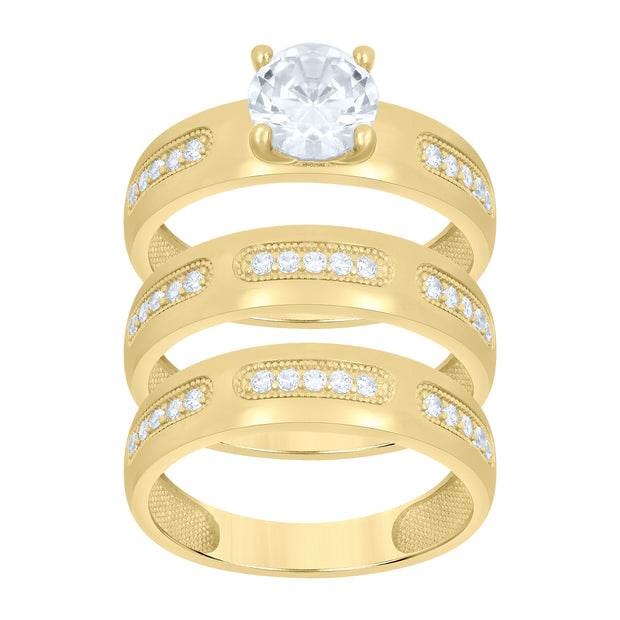 10Kt Gold Trio Cz Ring