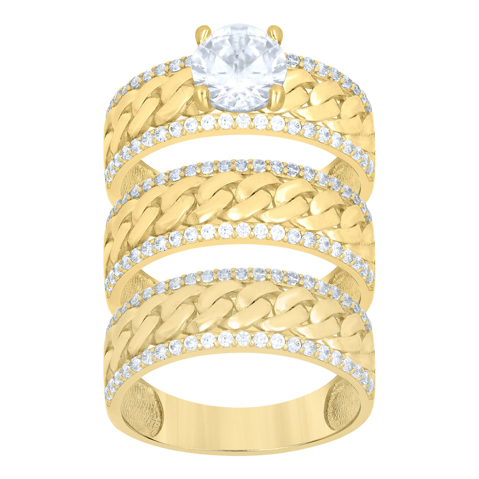 10Kt Gold Trio Cz Ring
