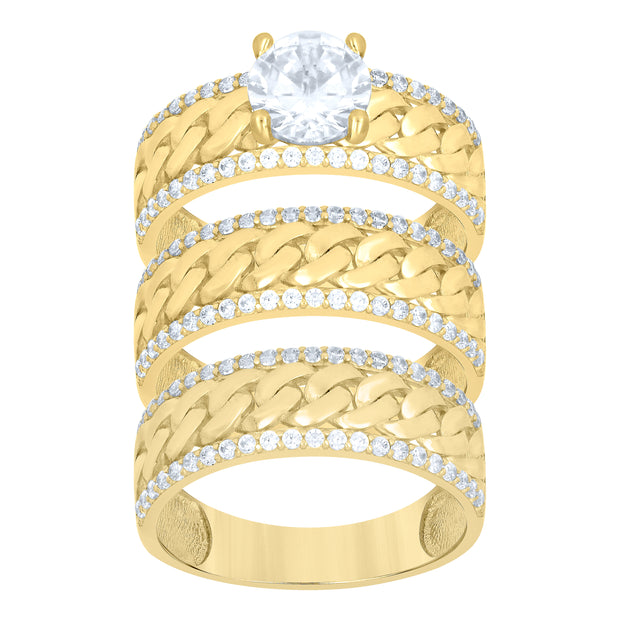 10Kt Gold Trio Cz Ring