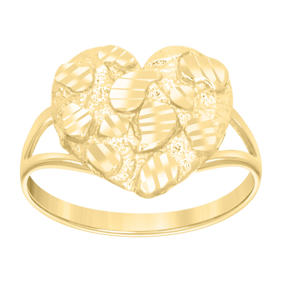 10Kt Gold Heart Nugget Ring