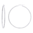 925 Sterling Silver Womens Diamond-Cut Patterned 2mm Round Tube Hoop Earrings  - SLV-148645