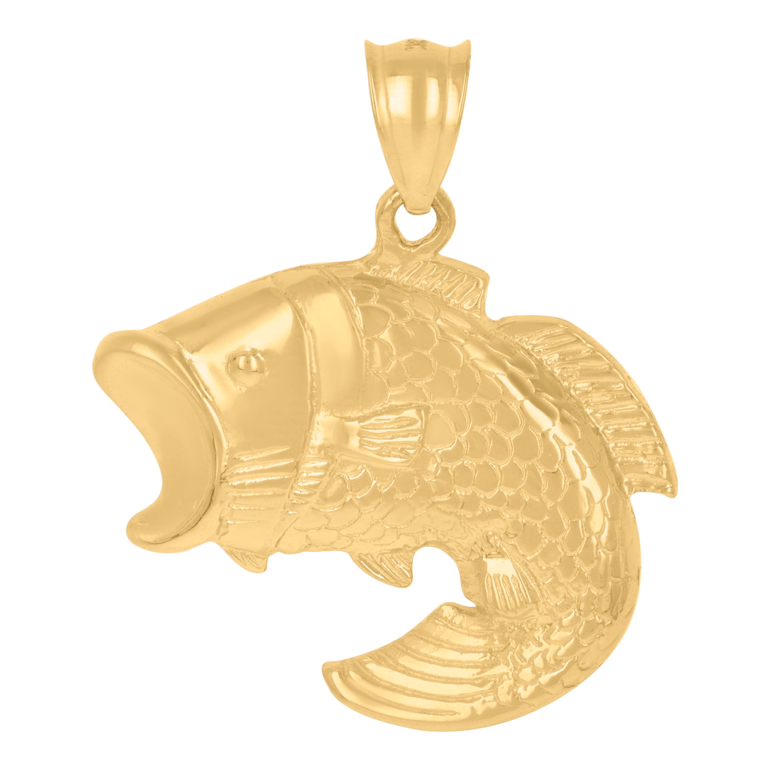 10kt Yellow Gold Mens Sea Bass Fish Animal Charm Pendant