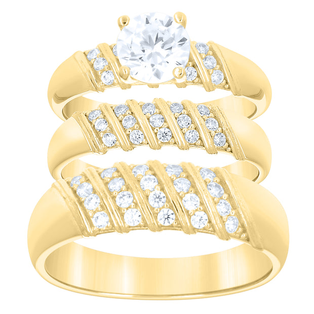 14Kt Gold Trio Cz Ring