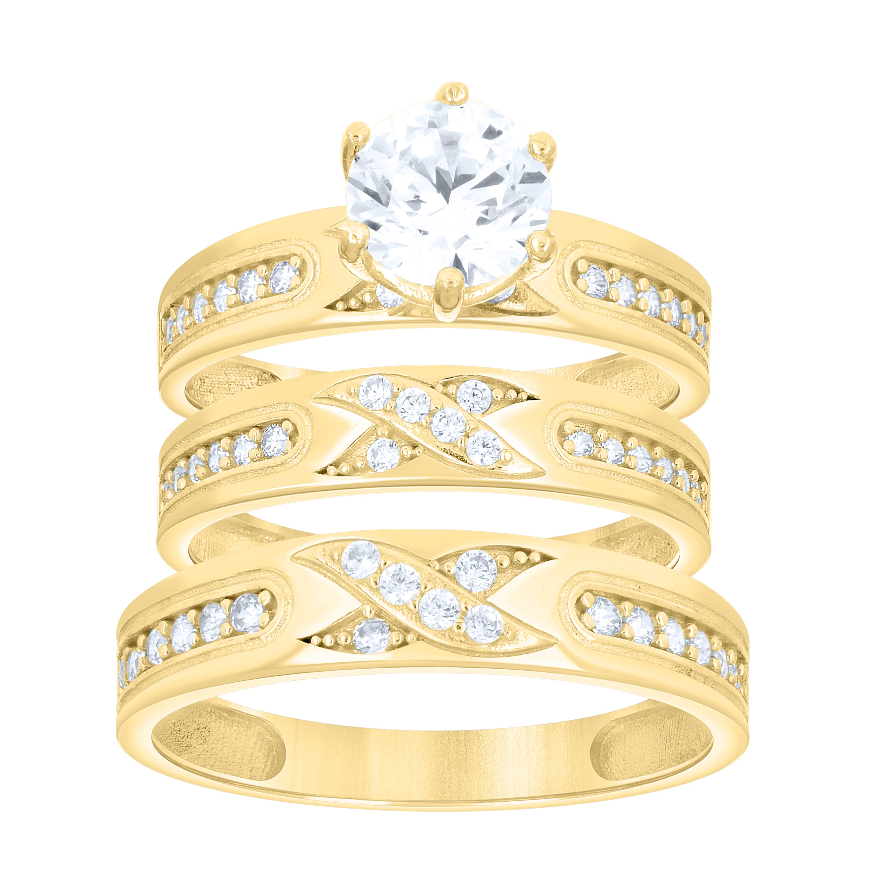 14Kt Gold Trio Cz Ring