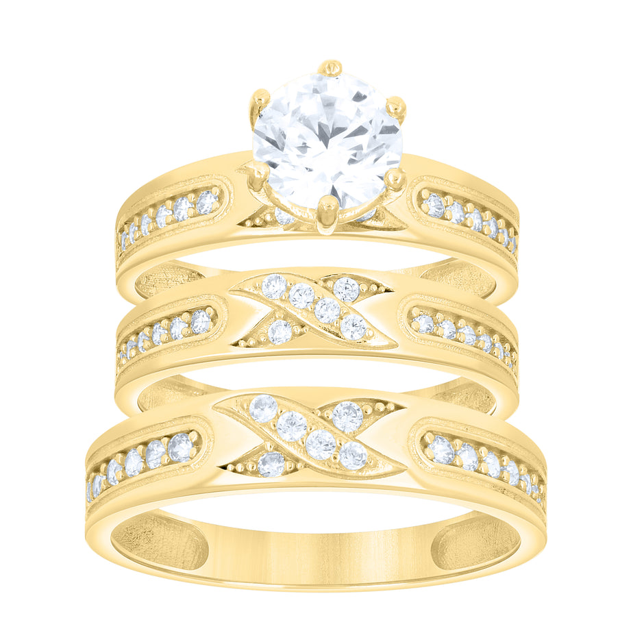 14Kt Gold Trio Cz Ring