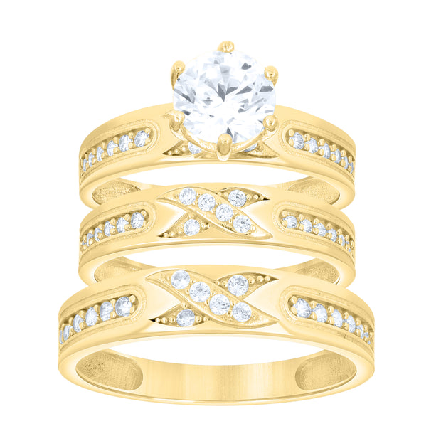 14Kt Gold Trio Cz Ring