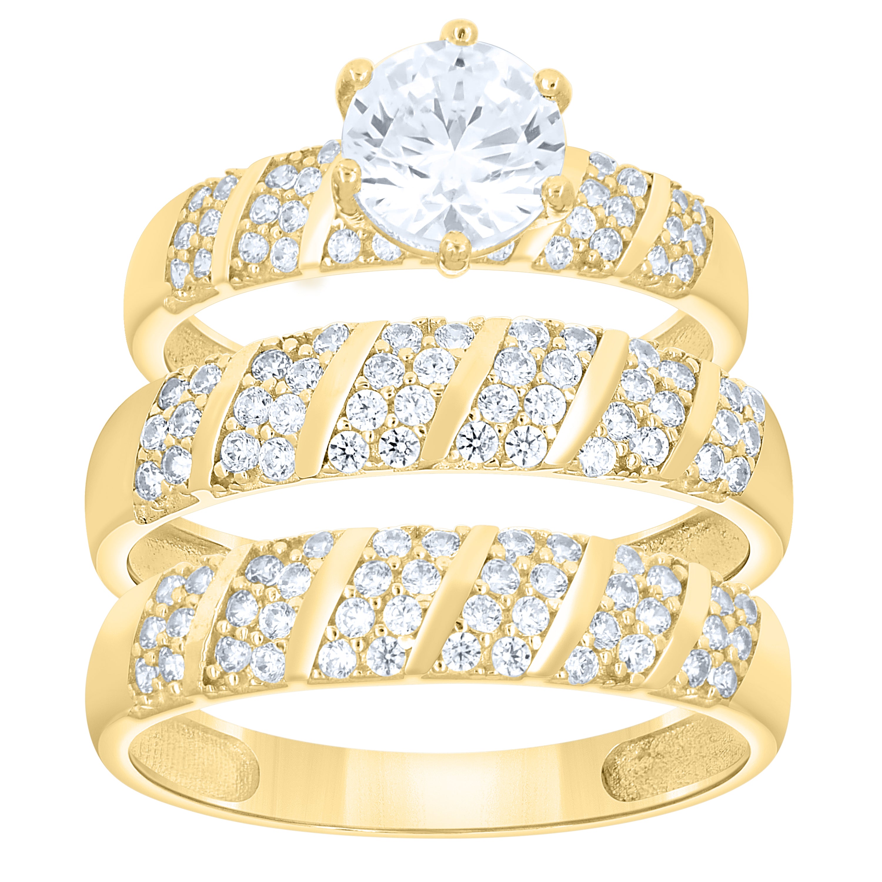 14Kt Gold Trio Cz Ring