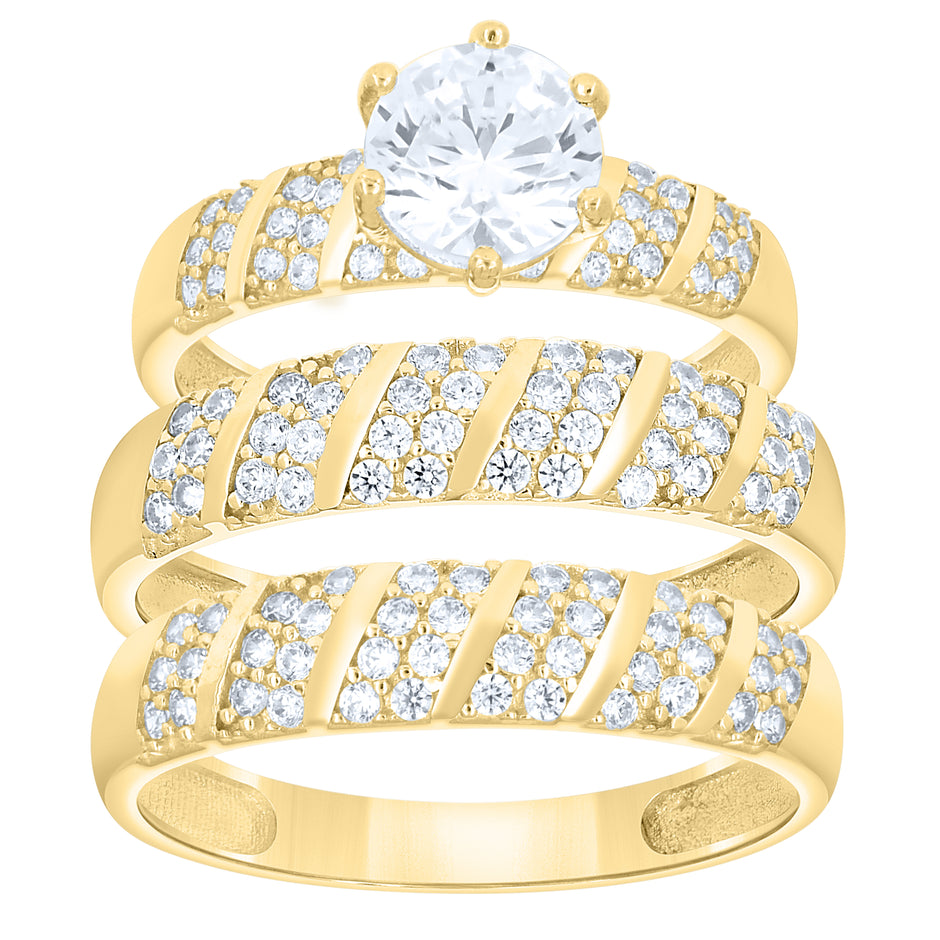 14Kt Gold Trio Cz Ring