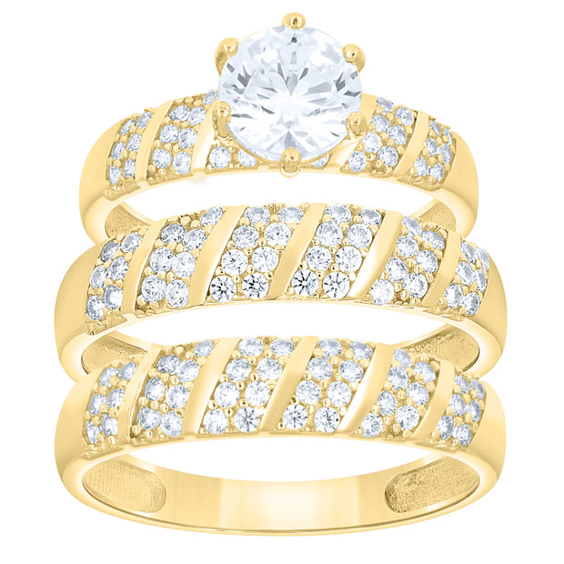 14Kt Gold Trio Cz Ring