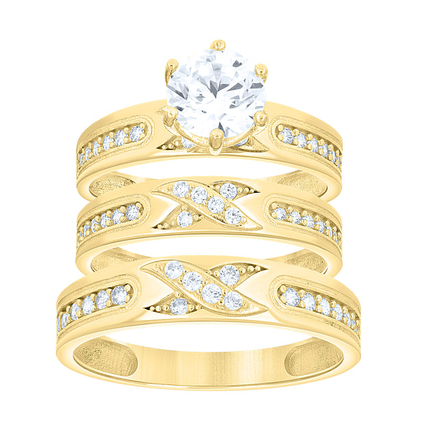 10Kt Gold Trio Cz Ring