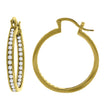 925 Sterling Silver Yellow-Tone Womens Cubic Zirconia Single Row Huggie Hoop Earrings