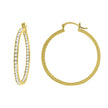 925 Sterling Silver Yellow-Tone Womens Cubic Zirconia Single Row Huggie Hoop Earrings