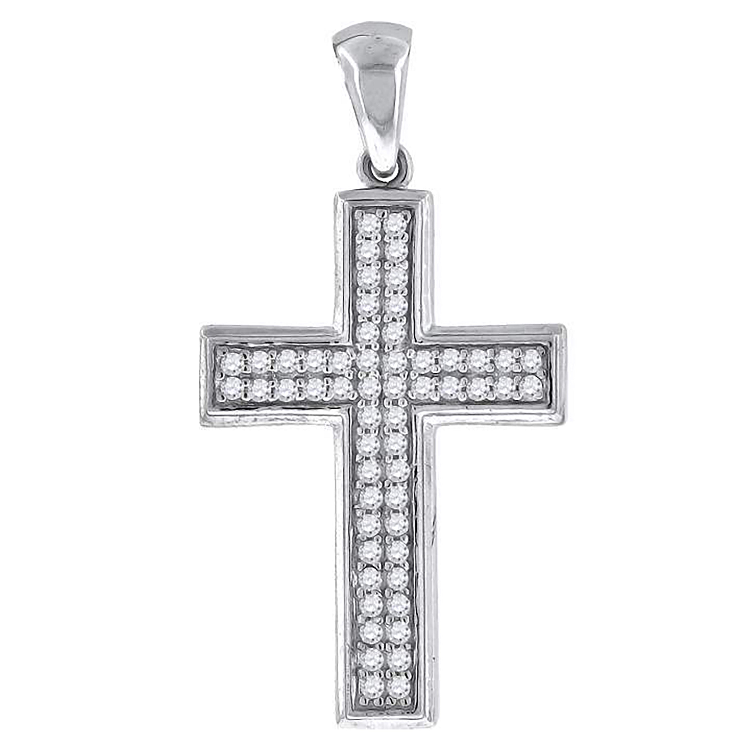 925 Sterling Silver Unisex Cz Cross Religious Charm Pendant