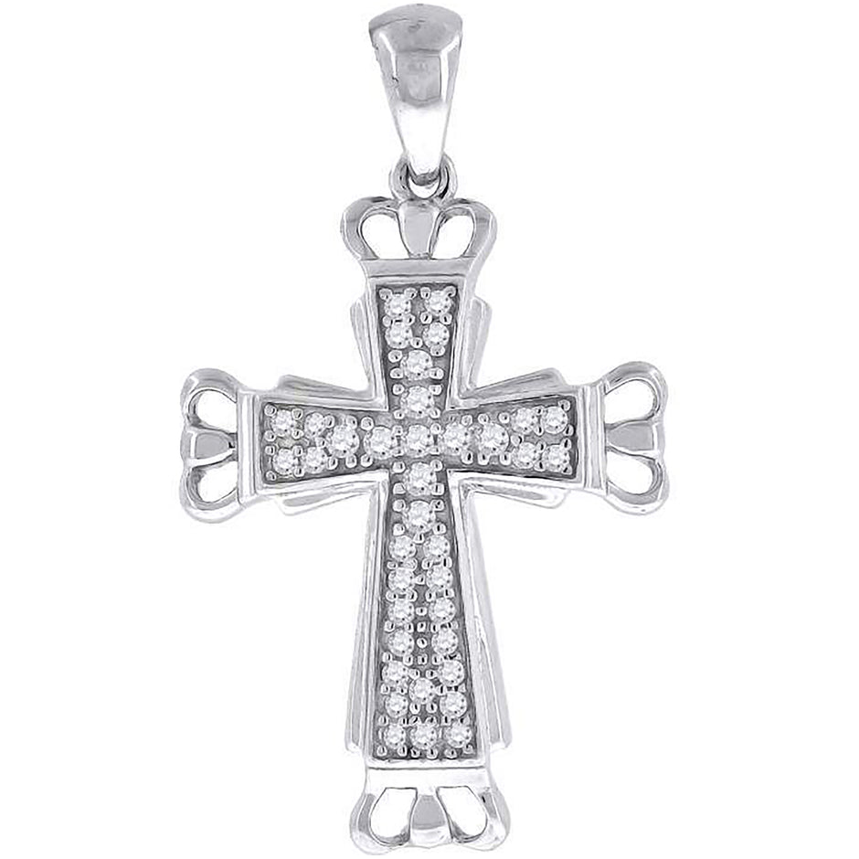 925 Sterling Silver Unisex Cz Cross Religious Charm Pendant