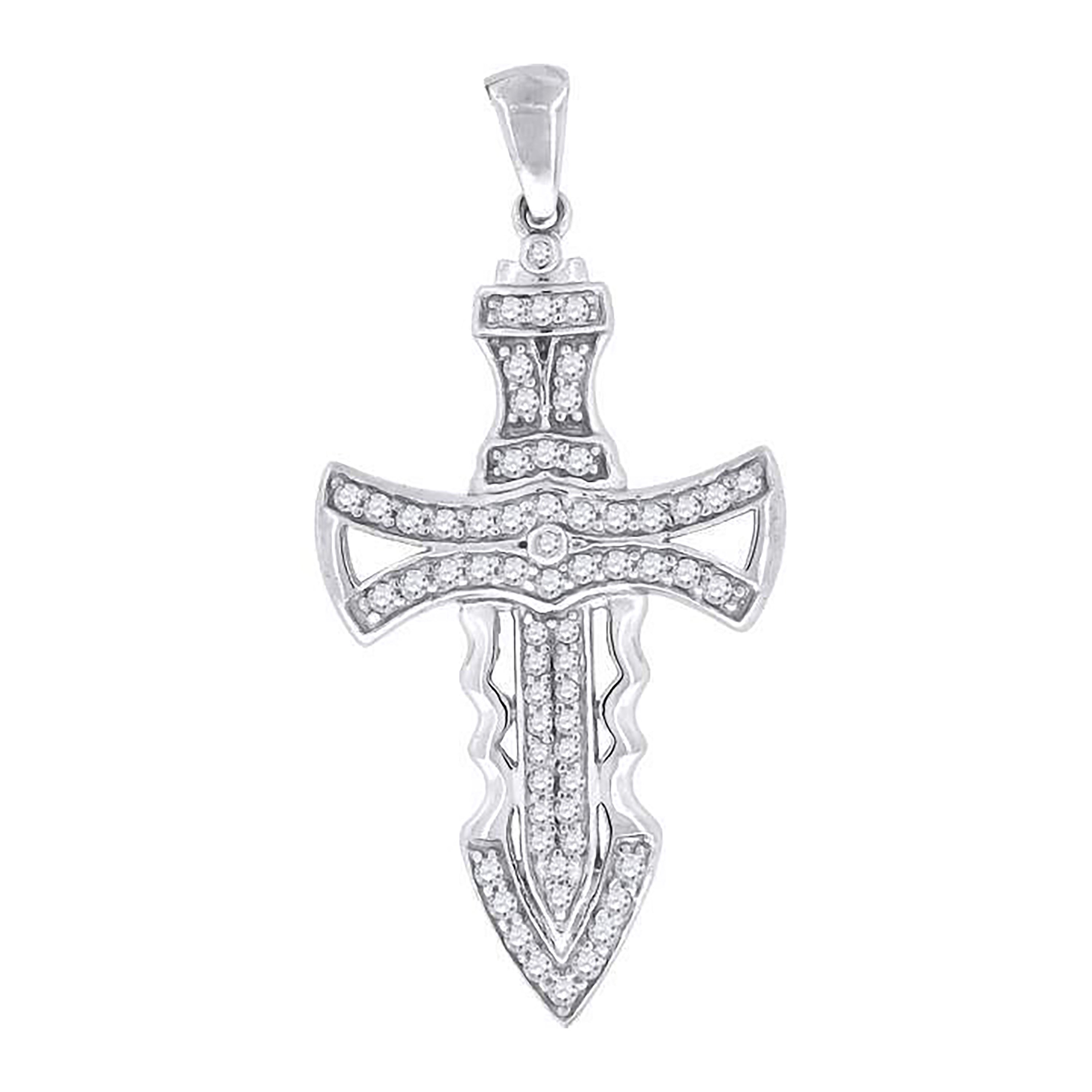 925 Sterling Silver Unisex Cz Cross Religious Charm Pendant