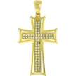 925 Sterling Silver Yellow-Tone Unisex Cz Cross Religious Charm Pendant