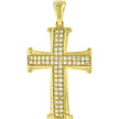 925 Sterling Silver Yellow-Tone Unisex Cz Cross Religious Charm Pendant