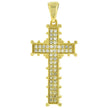 925 Sterling Silver Yellow-Tone Unisex Cz Cross Religious Charm Pendant