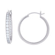 925 Sterling Silver Womens Cubic Zirconia In-Out Hoop Earrings 25mm