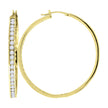 925 Sterling Silver Yellow-Tone Womens Cubic Zirconia Single Row Huggie Hoop Earrings